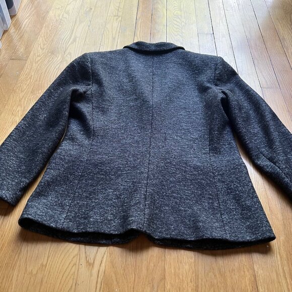 Theory Size 12 Gray Kiersten K Strategy Wool Cotton Blend Tweed Blazer Jacket - Picture 14 of 16